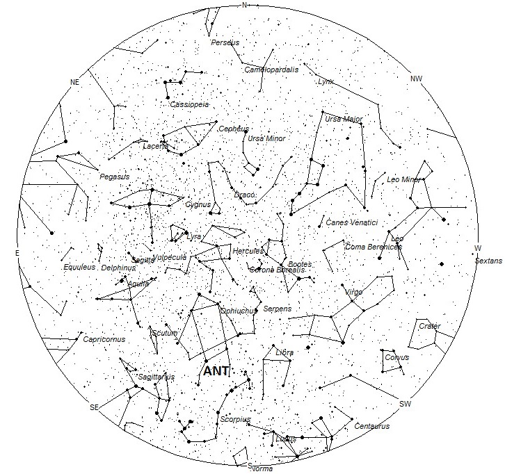 Radiant Positions at 1am LDT
