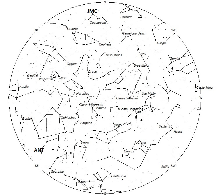 Radiant Positions at 10pm LDT
