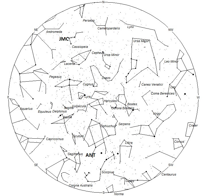 Radiant Positions at 1am Local Daylight Saving Time