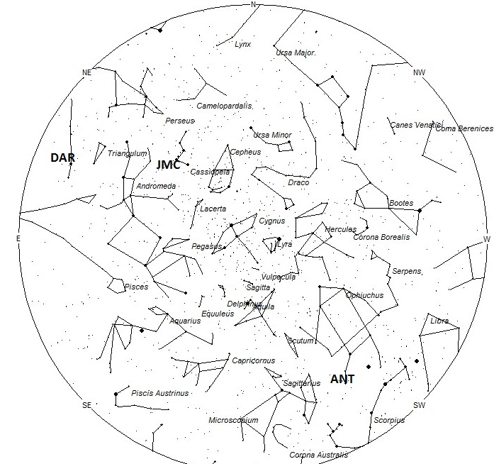 Radiant Positions at 4am LDT
