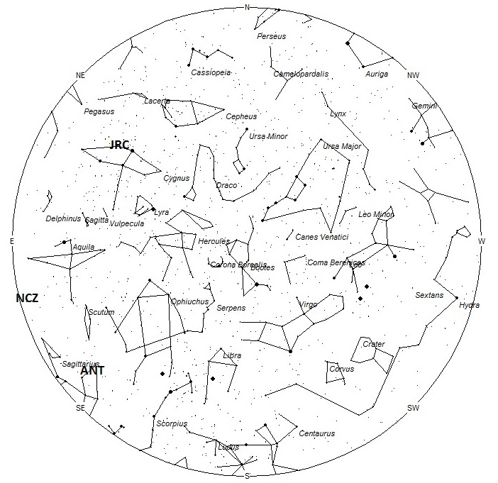 Radiant Positions at 10pm LDT