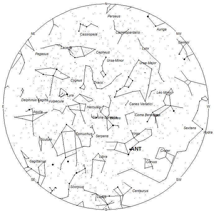 Radiant Positions at 4am LDT