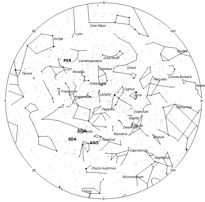 Radiant Positions at 01:00 Local Daylight Saving Time