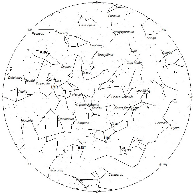 Radiant Positions at 01:00 LDT