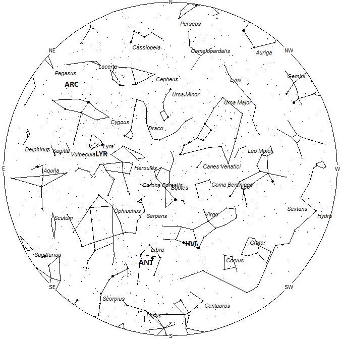 Radiant Positions at 01:00 LDT