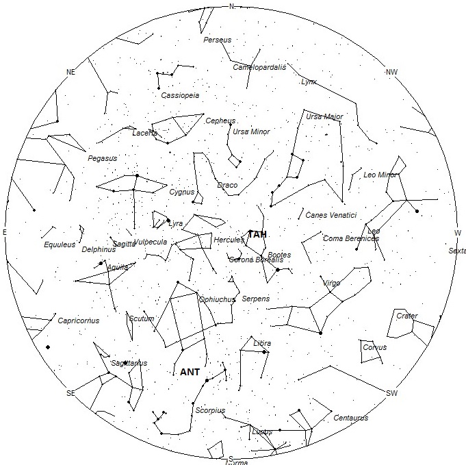 Radiant Positions at 01:00 LDT