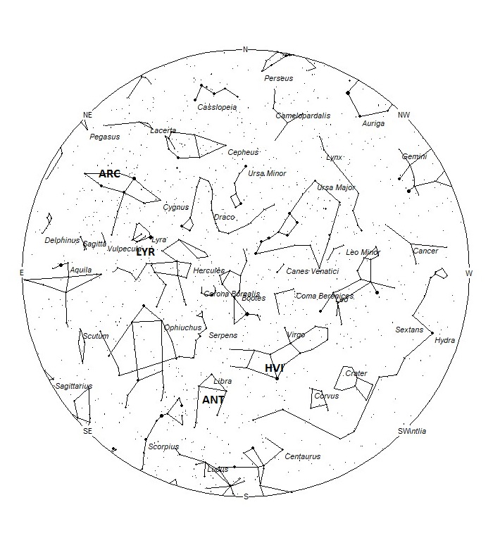 Radiant Positions at 01:00 LdST
