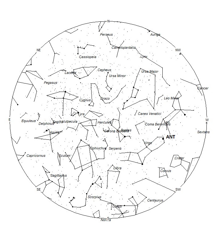 Radiant Positions at 05:00 LST