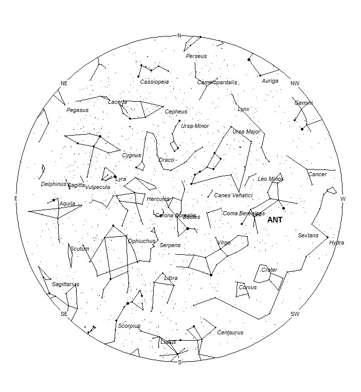 Radiant Positions at 05:00 LST