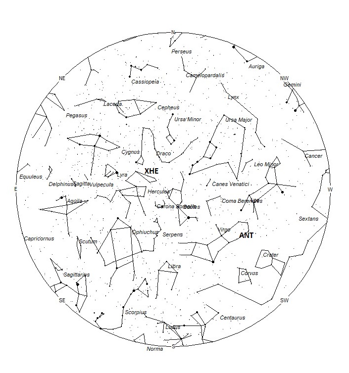 Radiant Positions at 04:00 LST
