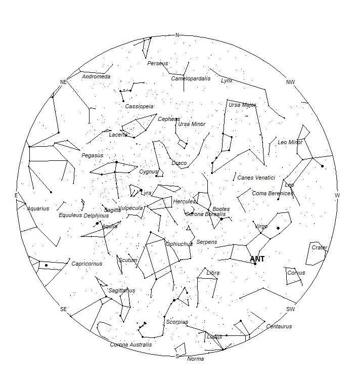 Radiant Positions at 05:00 LST