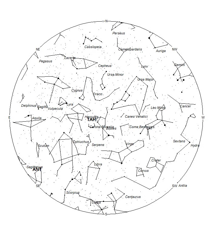 Radiant Positions at 22:00 LDST