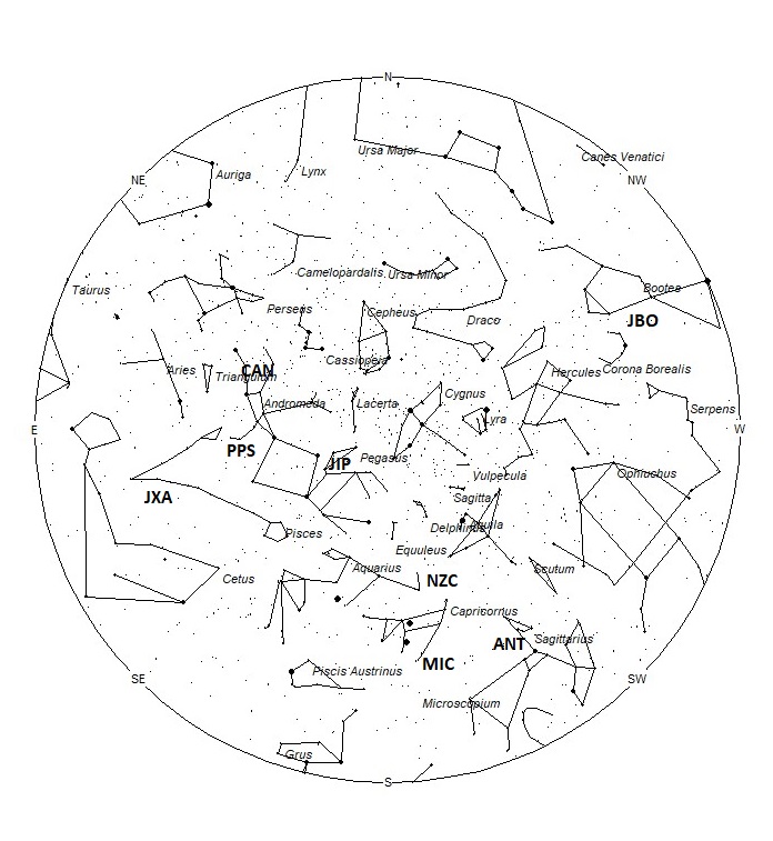 Radiant Positions at 04:00 LDST