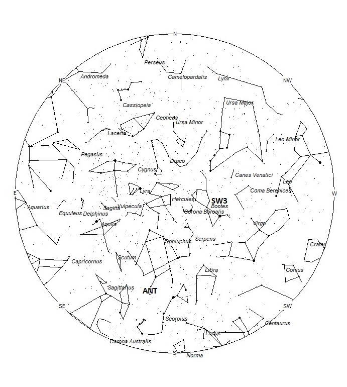 Radiant Positions at 01:00 LDST