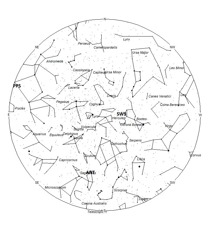 Radiant Positions at 01:00 LDST