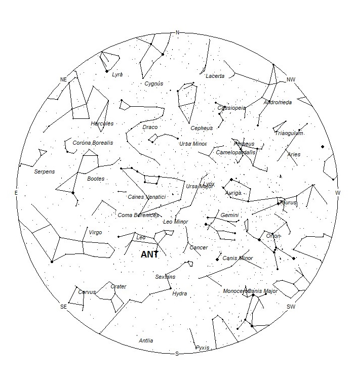 Radiant Positions at 05:00 LST