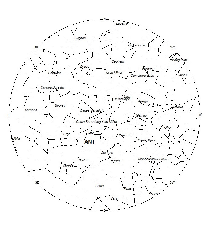 Radiant Positions at 05:00 LST