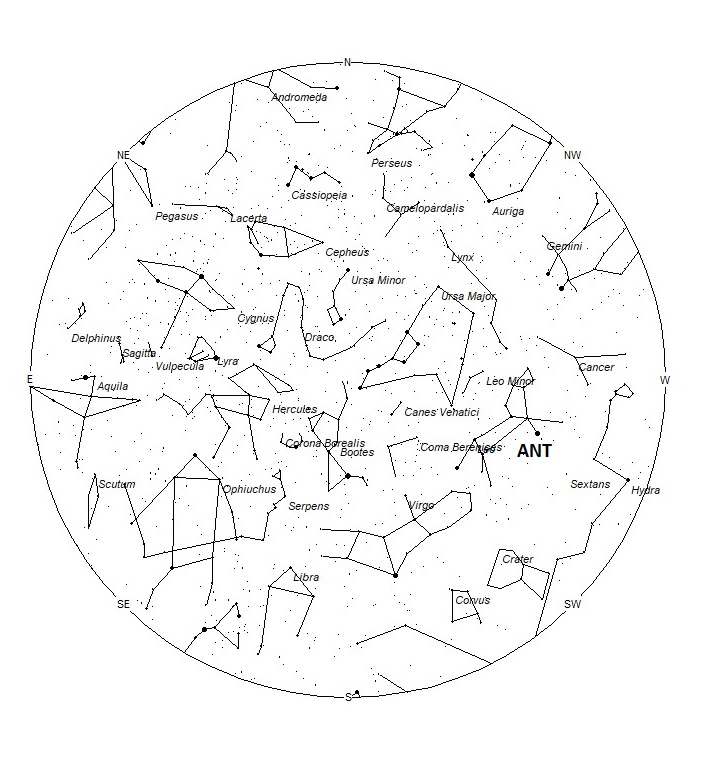 Radiant Positions at 05:00 LST