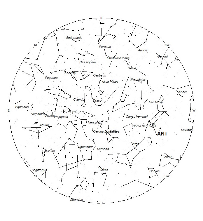 Radiant Positions at 05:00 LST