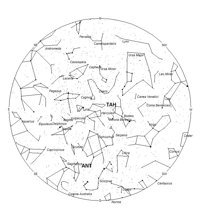 Radiant Positions at 01:00 LDST