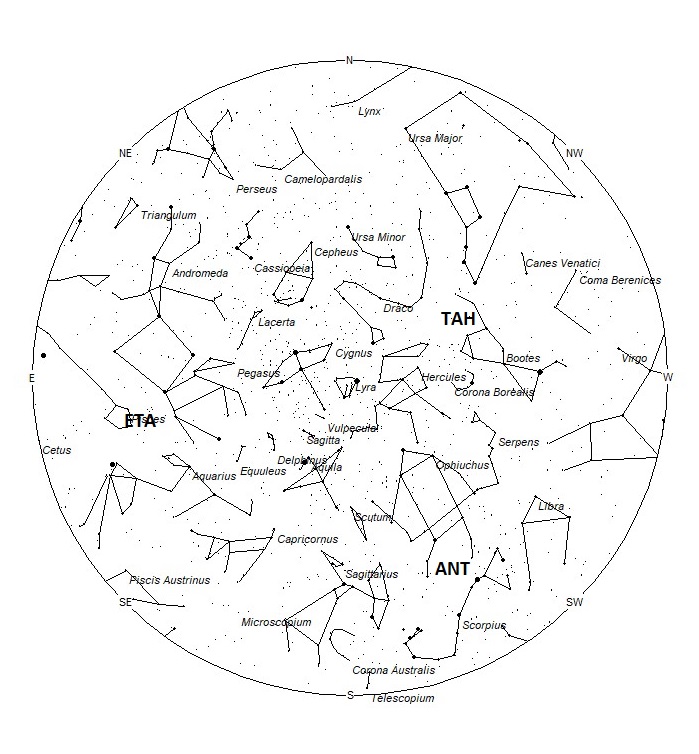 Radiant Positions at 03:00 LST