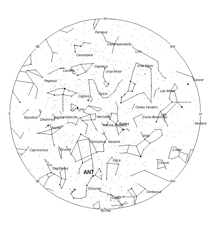 Radiant Positions at 01:00 LDST