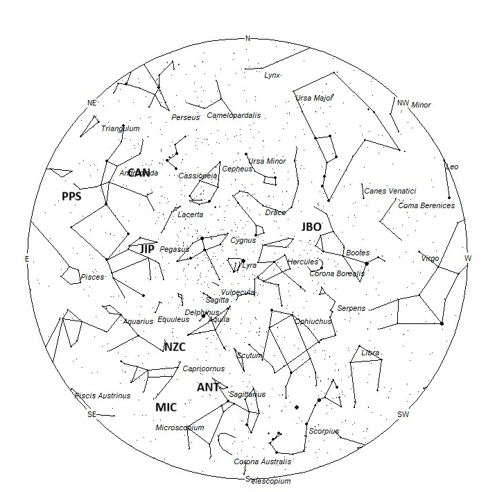 Radiant Positions at 01:00 LDST